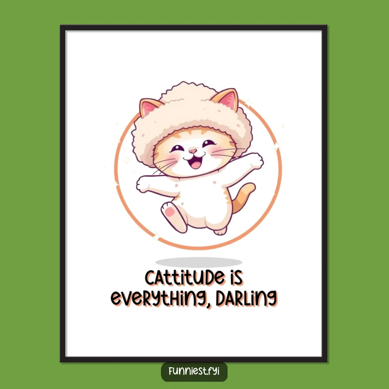 Funny Free Printable Wall Art: Cat Sparkle Hoop Jump - Quirky Downloadable Home Decor