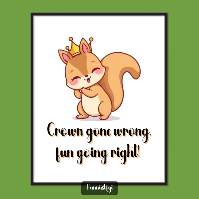 Funny Free Printable Wall Art: Squirrel's Royal Mishap - Downloadable Humorous Decor