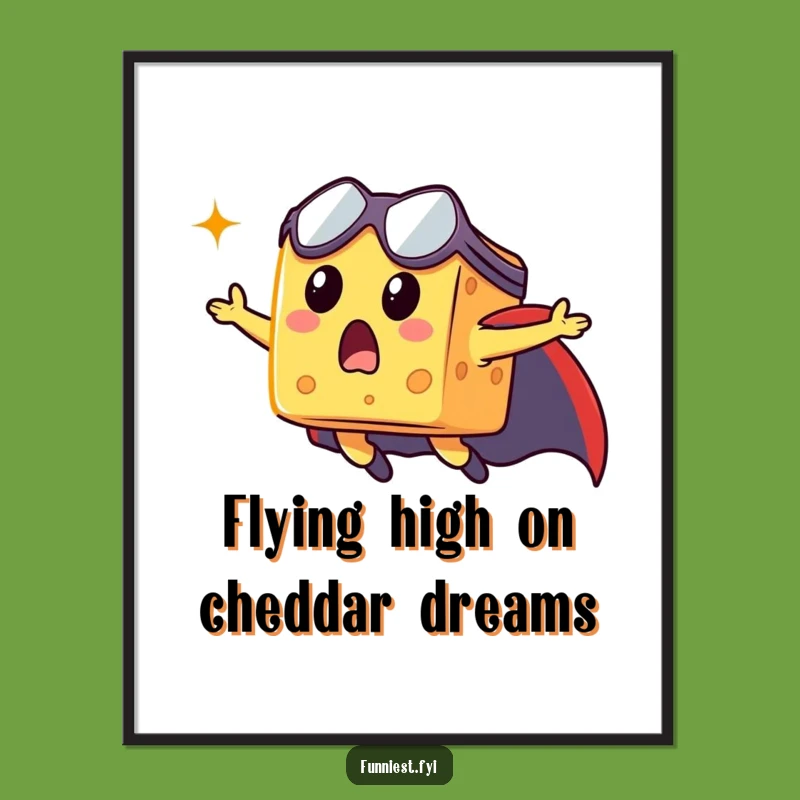 Free Printable Wall Art: Flying Cheese Hero - Funny Downloadable Art!