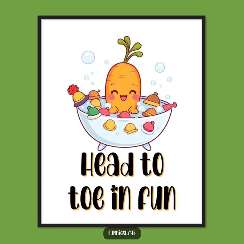 Free Printable Wall Art: Comical Carrot Bath Hat Decor Downloadable Fun