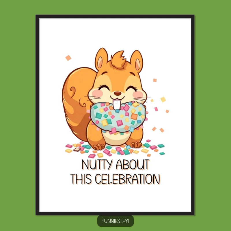 Funny Free Printable Wall Art: Squirrel Confetti Party! Whimsical Downloadable Art