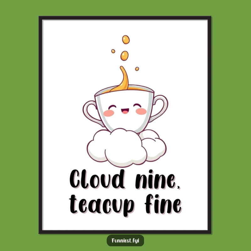 Funny Free Printable Wall Art: Teacup & Cloud Pour - Whimsical Downloadable Decor!