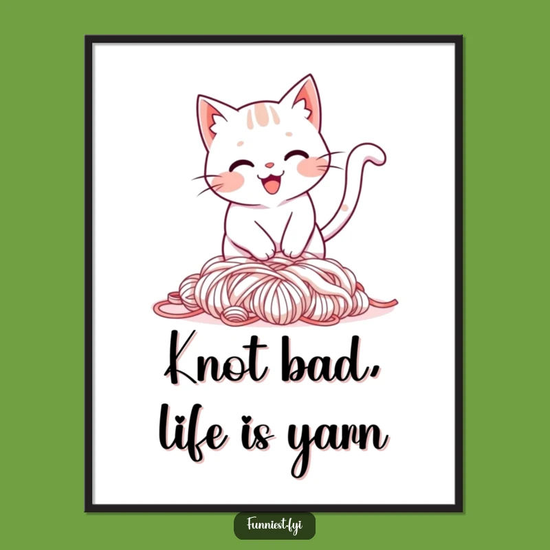 Funny Free Printable Wall Art: Cat Yarn Pile Chaos - Quirky Downloadable Decor