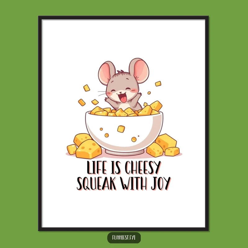 Free Printable Funny Mouse Wall Art - Humorous Cheese Dive Downloadable Decor