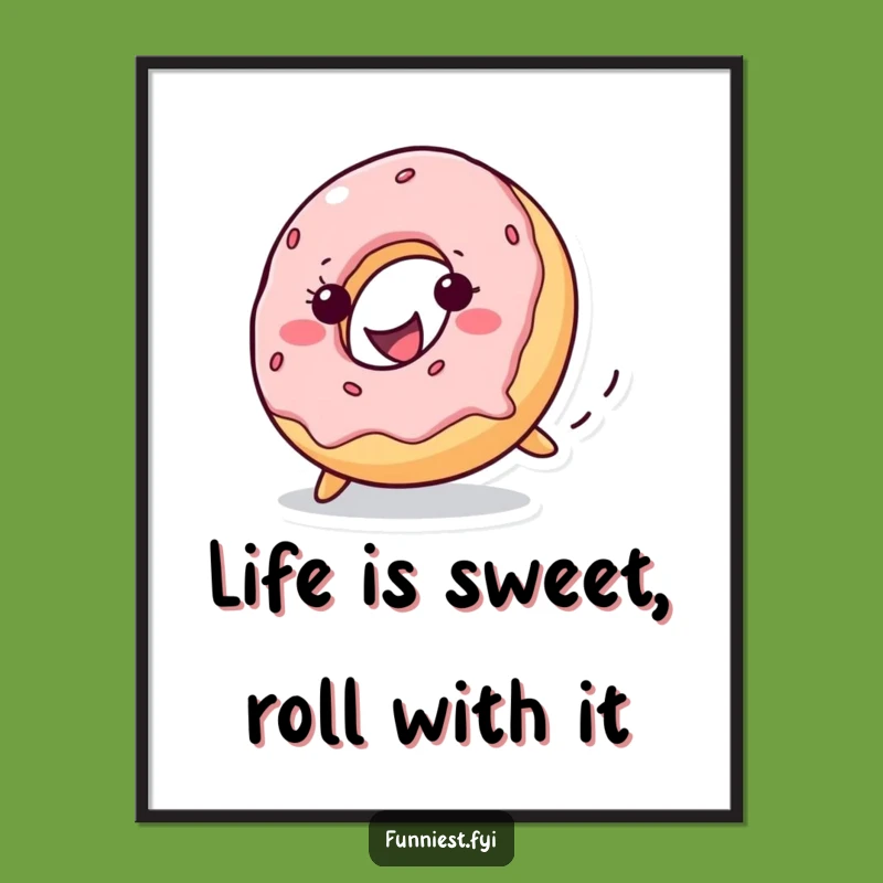 Funny Free Printable Wall Art: Donut Rolling, Playful Downloadable Decor!