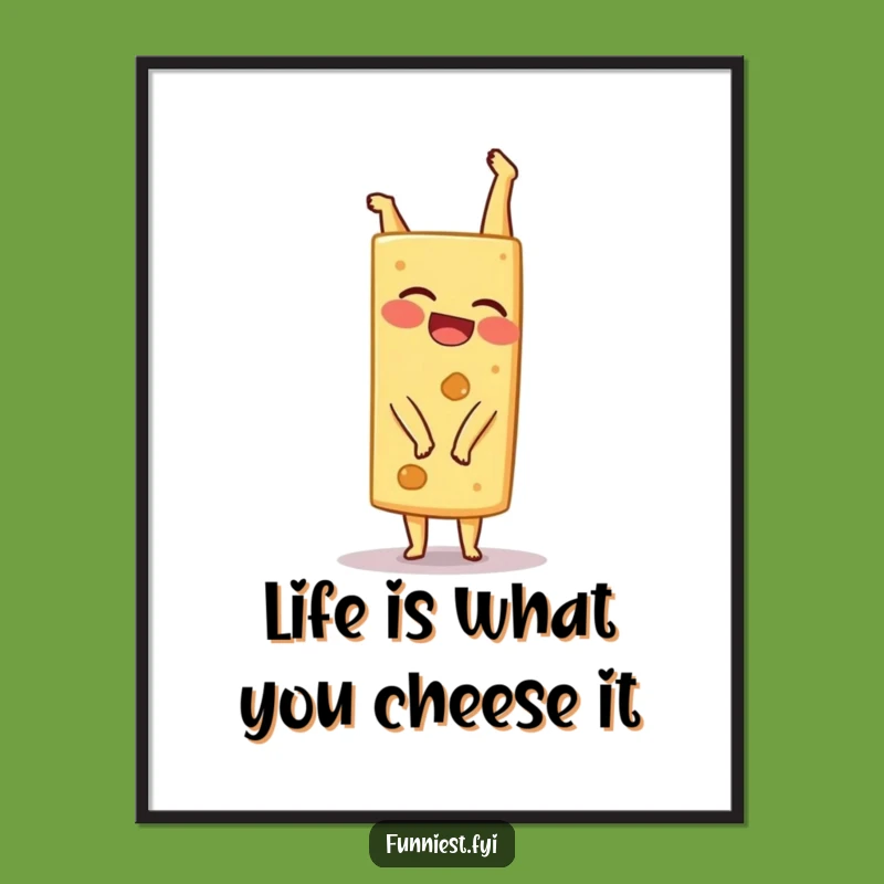 Free Printable Wall Art: Giggling Cheese Handstand - Funny Downloadable Decor
