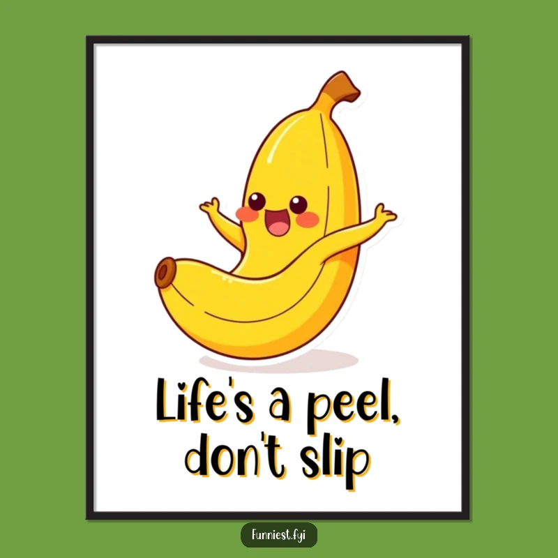 Free Printable Banana Wall Art: Funny Slipping Fruit Laughable Downloadable Decor