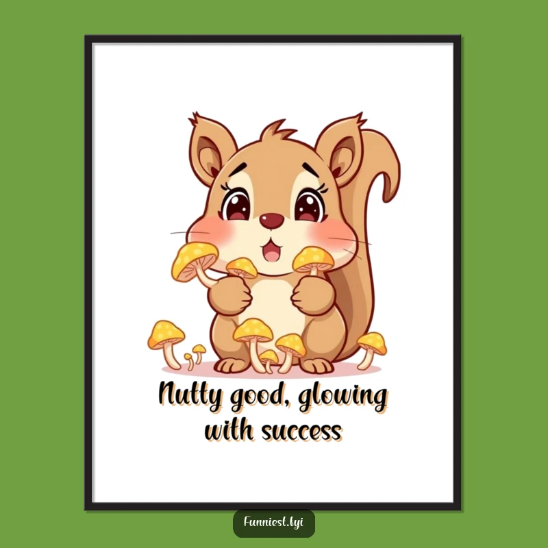 Funny Free Printable Wall Art: Squirrel Mushrooms, Whimsical Downloadable Decor!