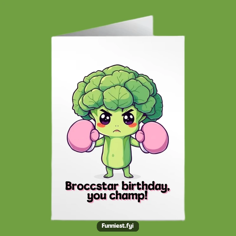 Free Printable Birthday Card: Broccoli Boxer Funny Downloadable Gift
