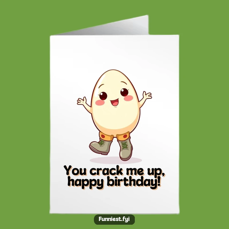 Free Printable Birthday Card: Cheerful Egg Dancing - Funny Downloadable Gift!