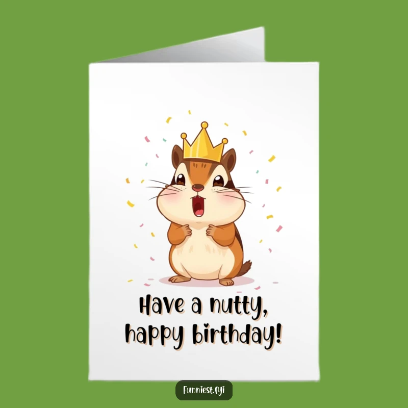 Free Printable Birthday Card: Chipmunk King Confetti Surprise Funny Gift