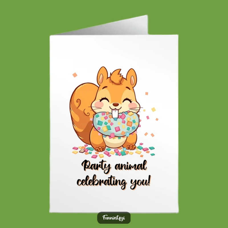 Funny Free Printable Birthday Card: Squirrel Confetti Party! Downloadable Gift Fun