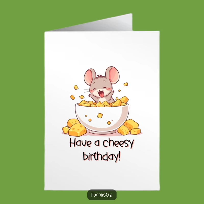 Free Printable Mouse Birthday Card - Downloadable Humorous Cheese Dive Greeting