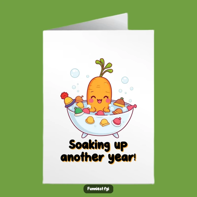 Free Printable Birthday Card: Funny Carrot Bath Hat Humor Downloadable Gift