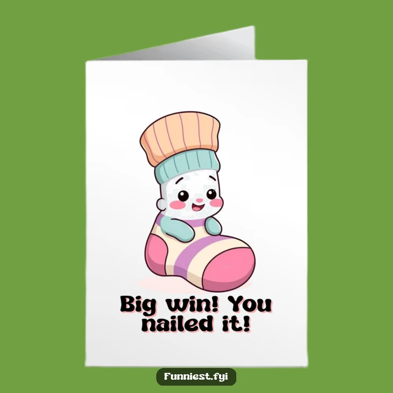 Free Printable Congrats Card: Giggling Sock Hiding - Funny Downloadable Gift