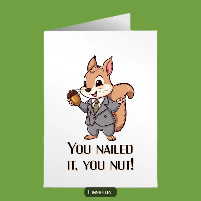 Free Printable Congrats Card: Suited Squirrel Acorn Jewel - Celebrate Downloadable