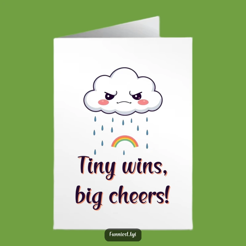 Free Printable Congrats Card: Grumpy Cloud Tiny Rainbow - Celebrate!