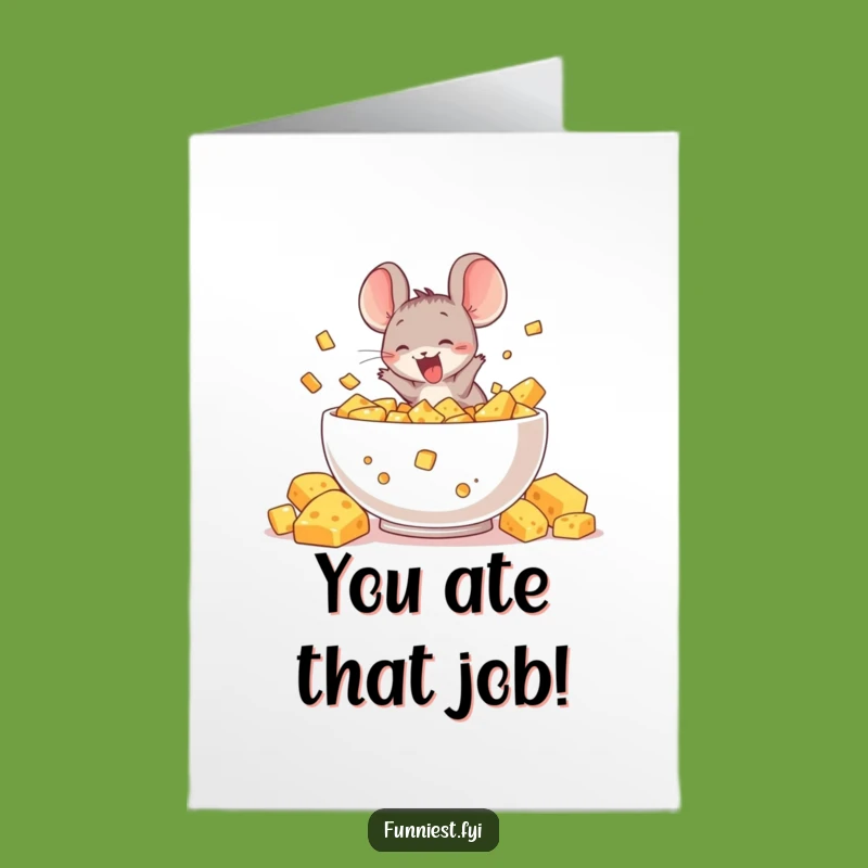 Free Printable Mouse Congratulations Card - Humorous Cheese Dive Greeting