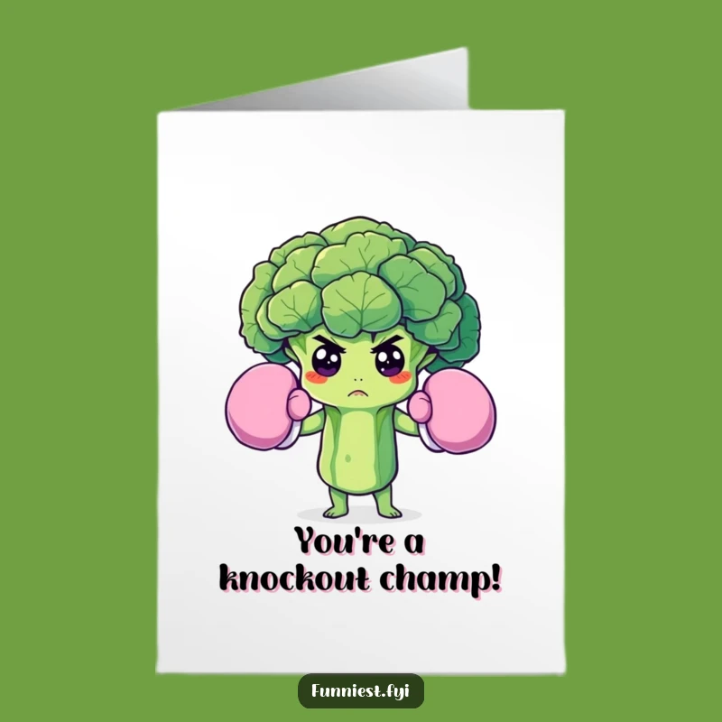 Free Printable Congrats Card: Broccoli Boxer Humor Downloadable Gift