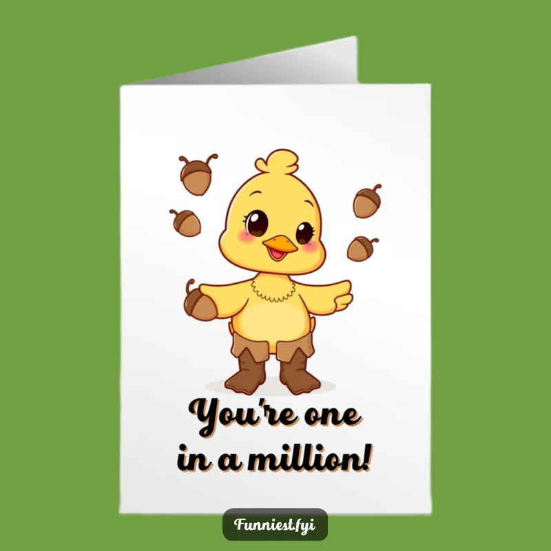 Free Printable Congrats Card: Duck Juggling Acorns - Funny Downloadable
