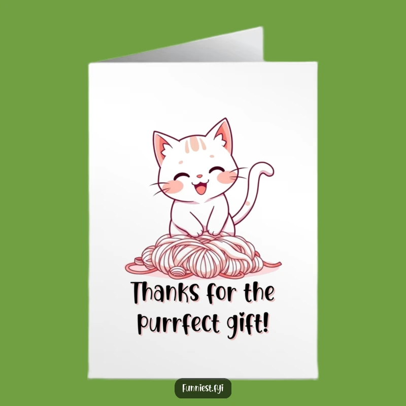 Free Printable Funny Thank You Card: Cat Yarn Tumble - Adorable Downloadable