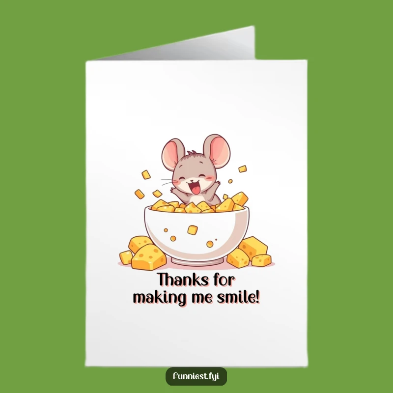 Free Printable Mouse Thank You Card - Humorous Cheese Dive Expressing Gratitude