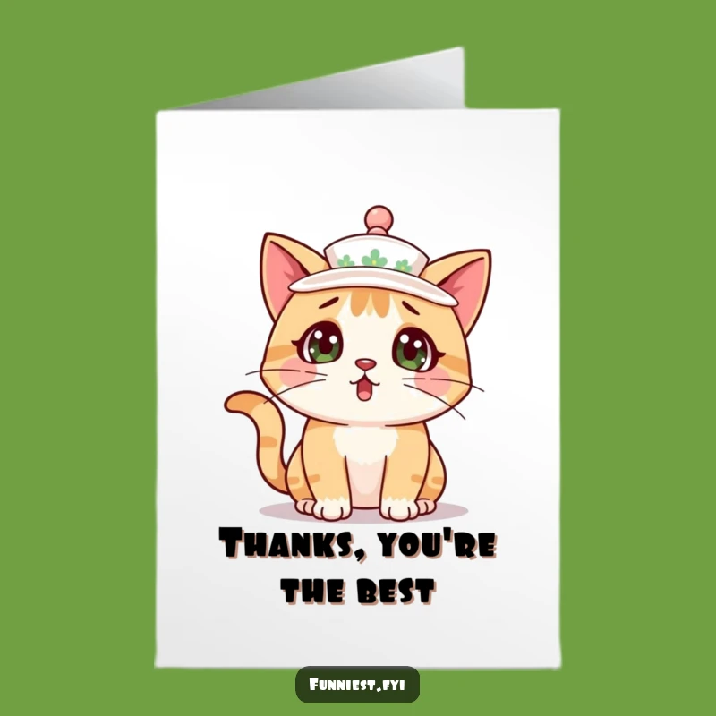 Free Printable Thank You Card: Cat Teacup Hat Thanks - Funny Downloadable Gift