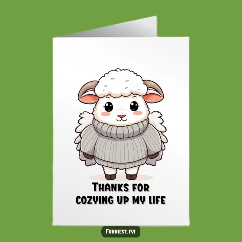 Free Printable Thank You Card: Sheep Sweater - Cozy Thanks!