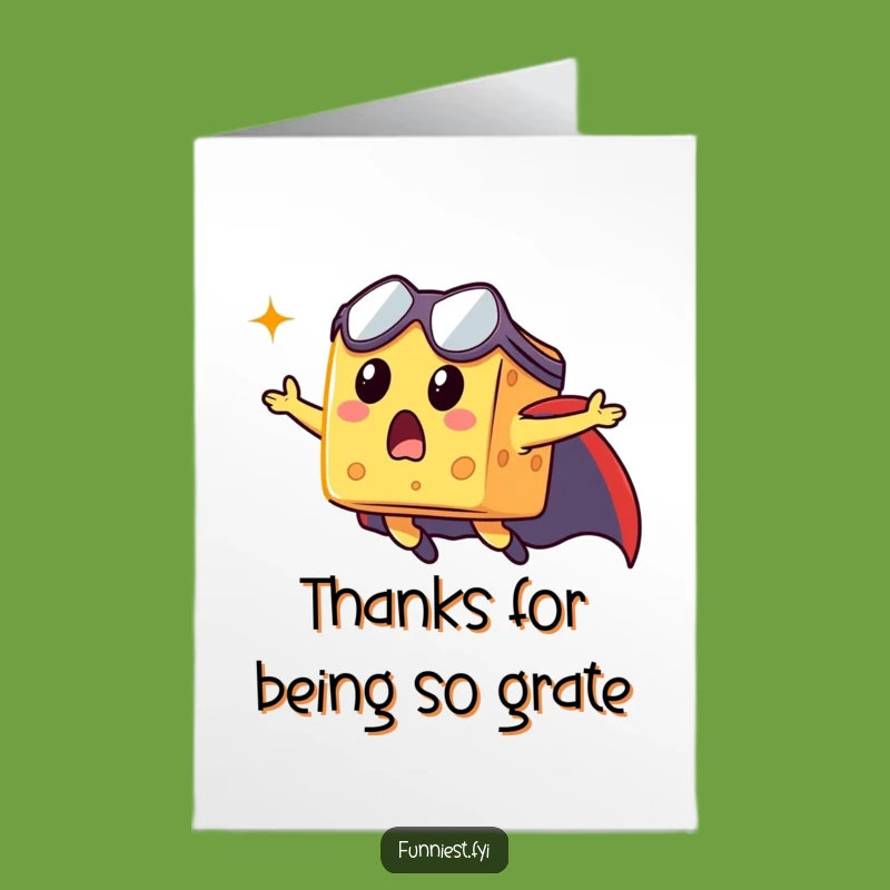 Free Printable Thank You Card: Flying Cheese Hero - Funny Downloadable Gratitude!
