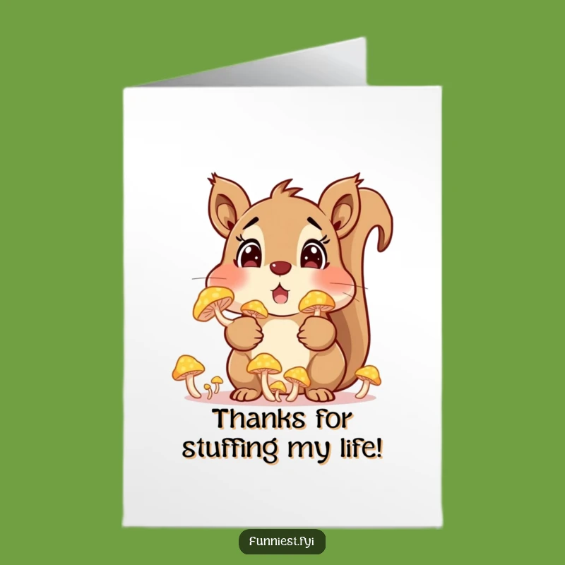 Free Printable Thank You Card: Squirrel Mushrooms, Funny Downloadable Gift!