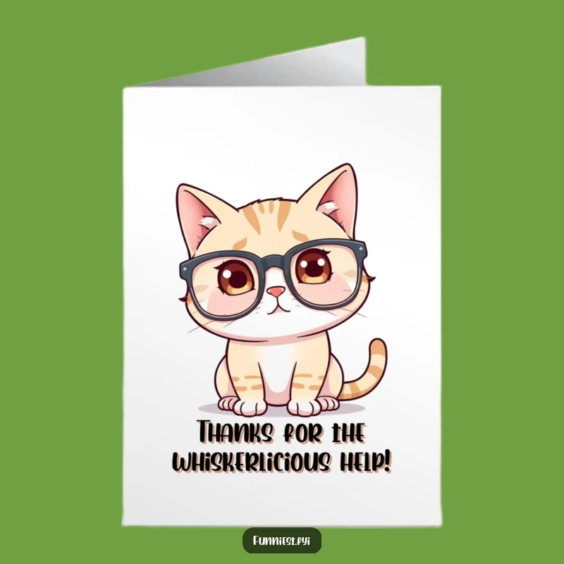 Free Printable Thank You Card: Confused Cat with Big Glasses, Funny Cat Downloadable Gift