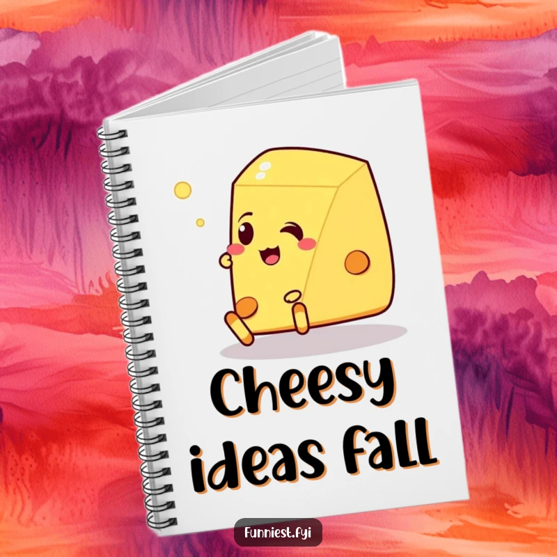 Funny Talking Cheese Pancake Notebook: Talking cheese wedge tripping over its feet, suitable for jotting down notes with humor.