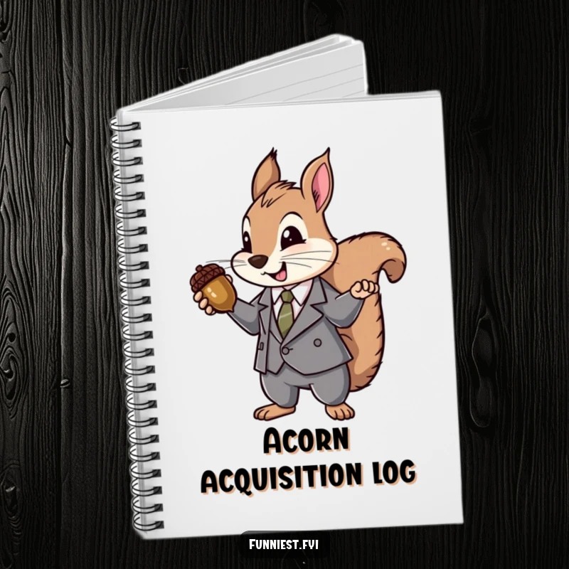 Funny Suit Squirrel Notebook: A humorous notebook with a squirrel in a suit presenting an acorn like a jewel, perfect for important notes.