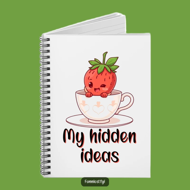 Funny Strawberry Teacup Notebook: Giggling Character Hiding Journal, Gift!