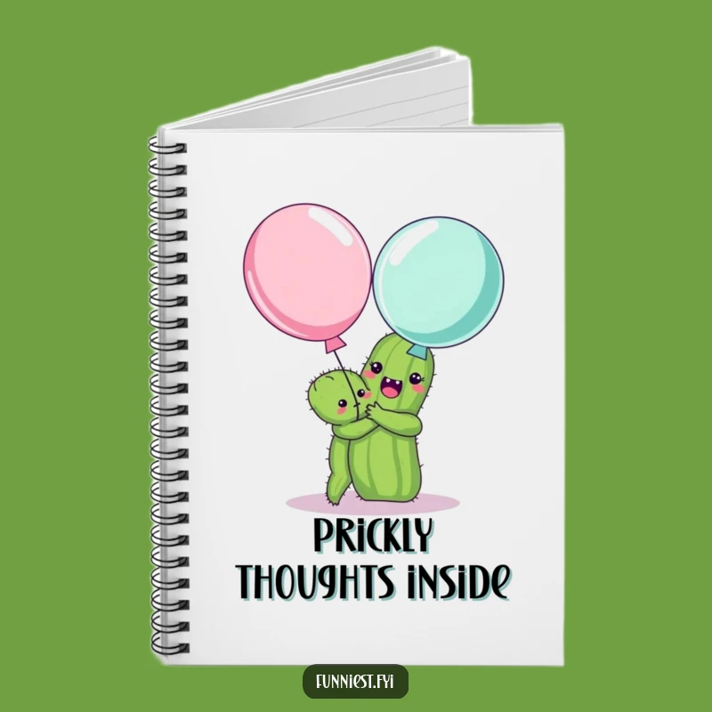 Funny Cactus Hugging Balloon Notebook - Jot Down Laughs, Prickly Friend Edition