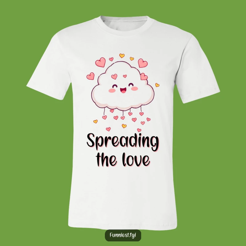 Funny Cloud Raining Hearts T-Shirt - Cheerful Weather Apparel Gift