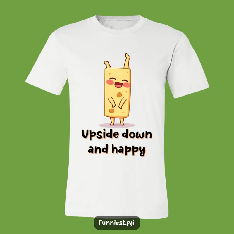 Funny Cheese Handstand T-Shirt - Giggling Wedge Character Tee