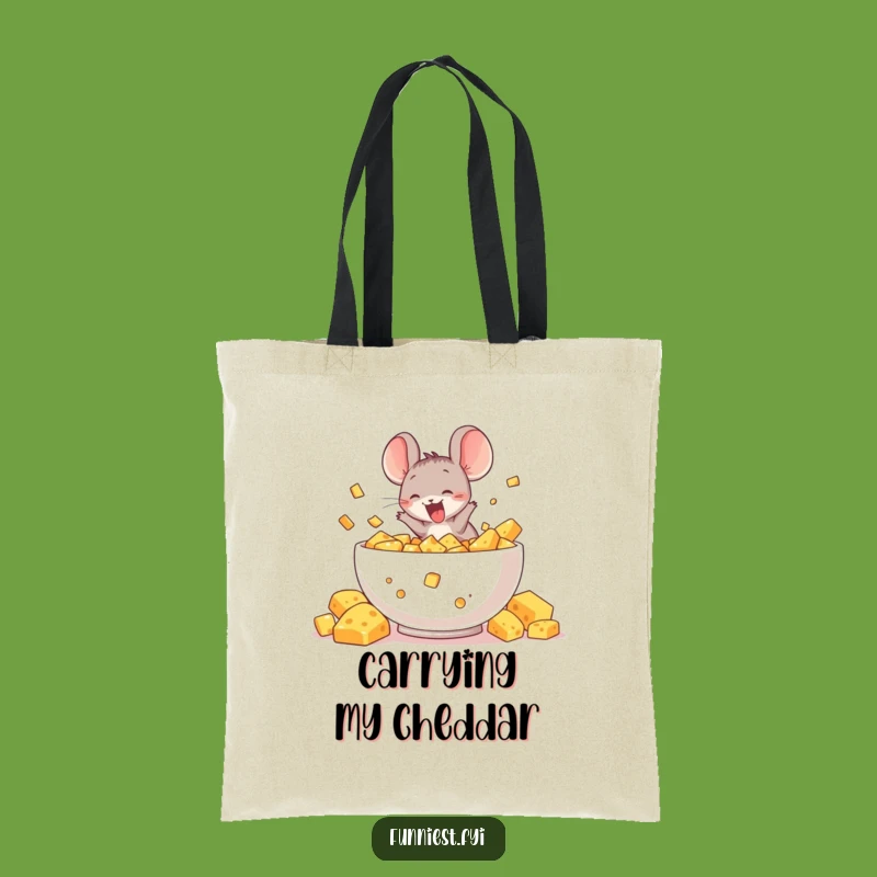 Funny Mouse Cheese Dive Tote Bag, A Humorous Accessory for Foodie Fun