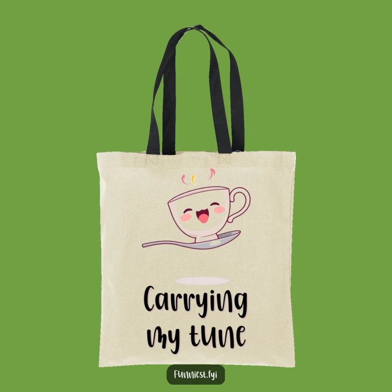 Funny Singing Teacup Spoon Tote Bag - Carry Your Tunes in Style