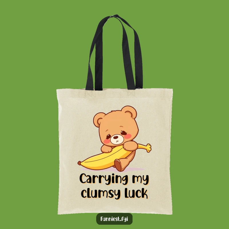 Funny Bear Banana Tote Bag - Clumsy Teddy Carry-All Gift