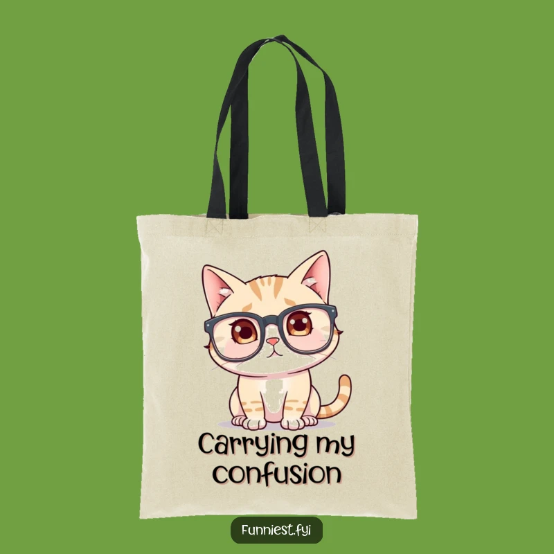 Funny Cat Glasses Tote Bag: Carry Your Confusion, Perfect Funny Gift