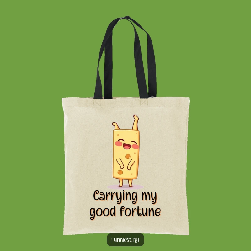 Funny Cheese Tote Bag - Giggling Wedge Handstand Carry-All Gift