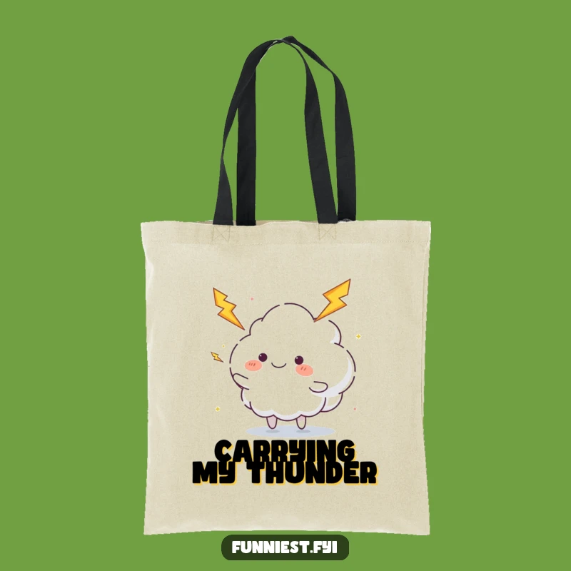 Funny Juggling Cloud Tote: Lightning Hunter Bag, Carry Your Spark