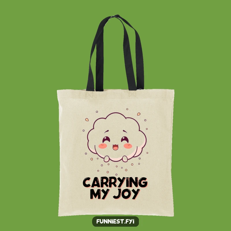 Funny Surprised Cloud Tote: Laughing Rain Character Bag, Perfect Shopping Gift!