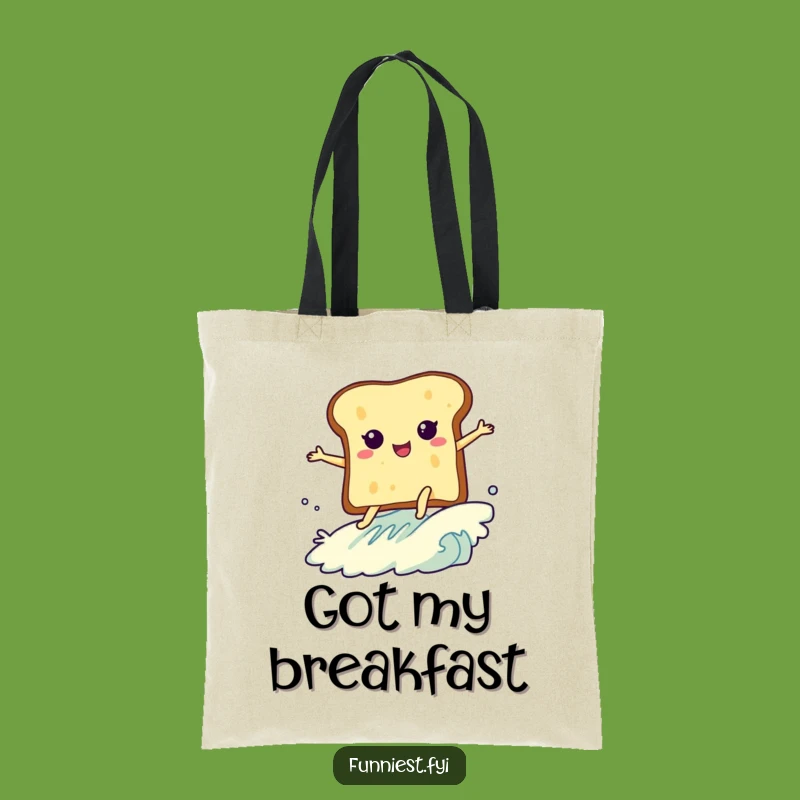 Funny Toast Surfing Butter Tote Bag - Hilarious Carry-All for Breakfast Lovers